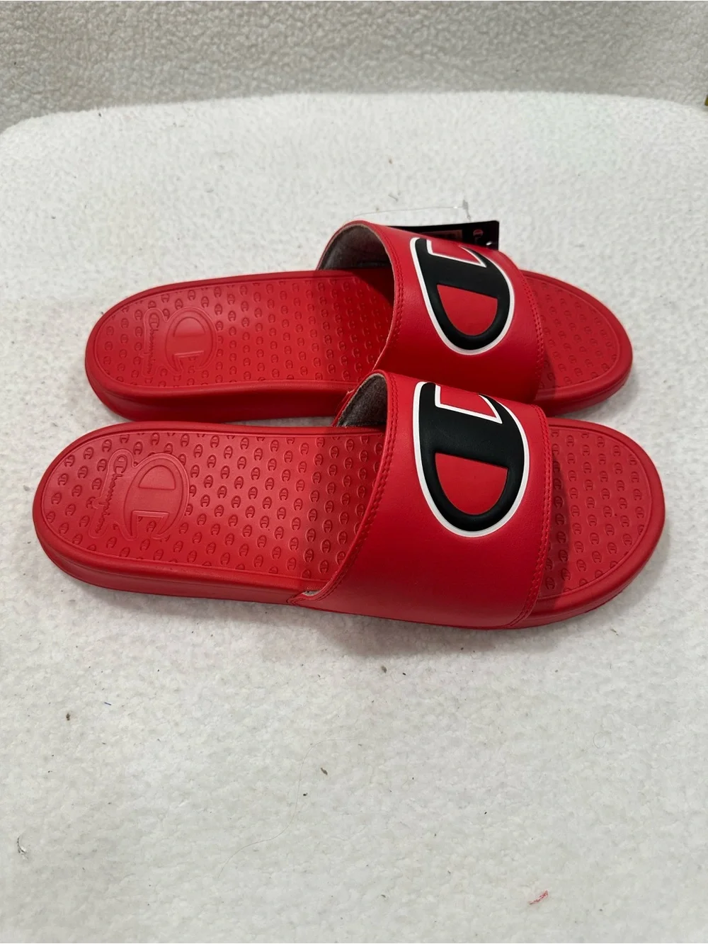 Champion Red Slide Sandals